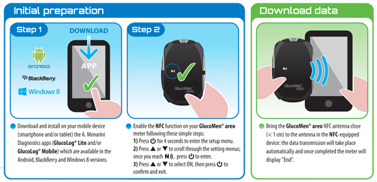 GlucoMen Areo - Menarini Diagnostics - Initial preparation - Download data